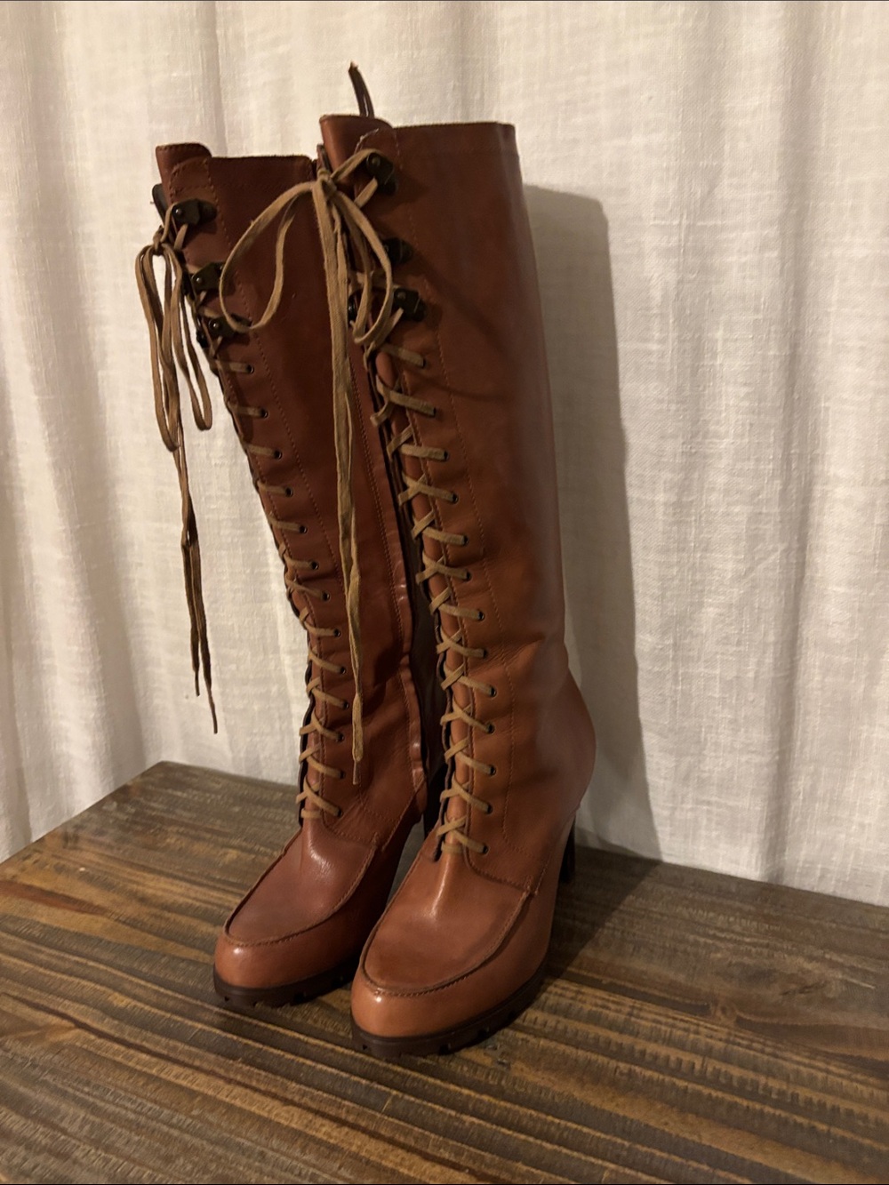 Ralph Lauren lace up heeled boots